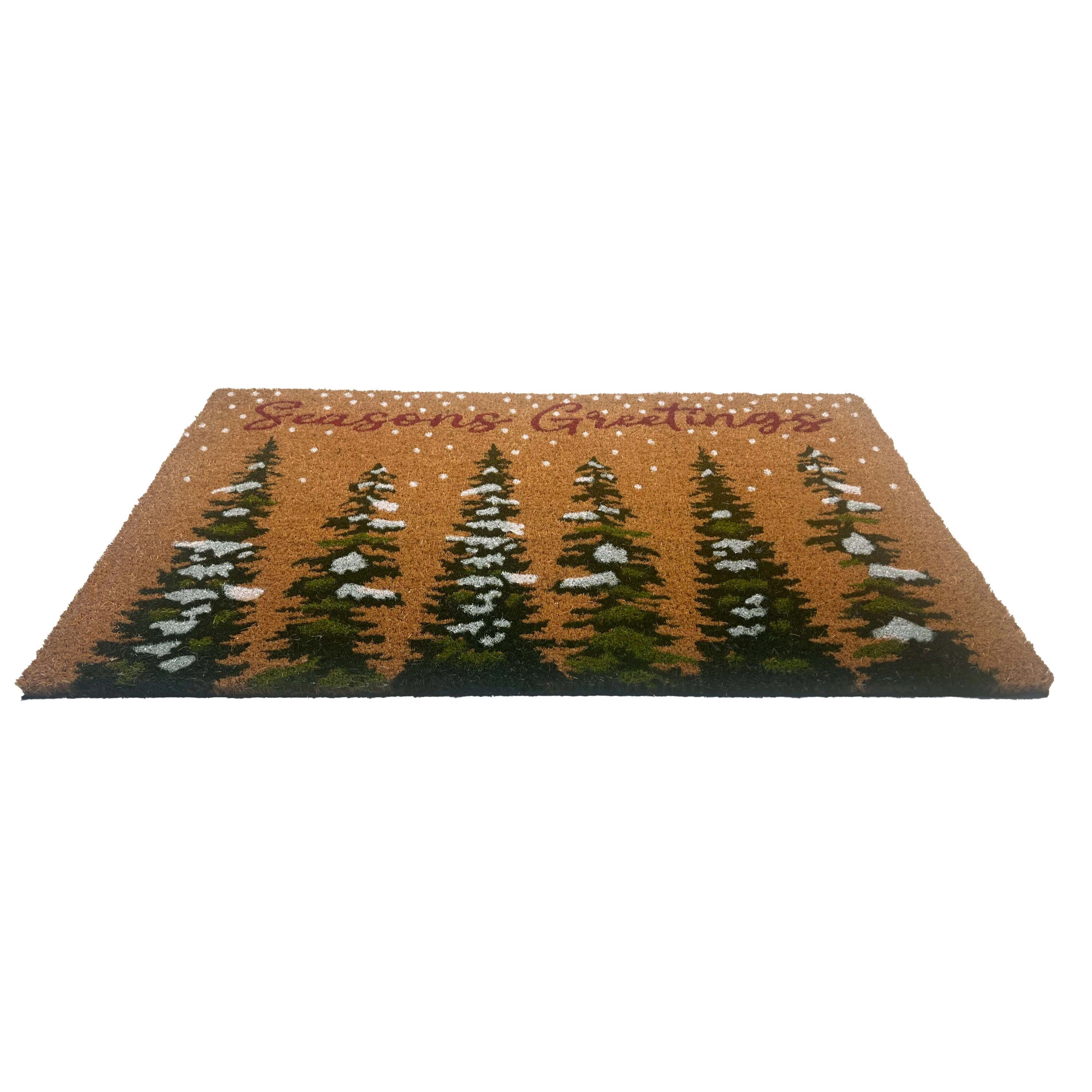 Kate Aurora Christmas Evergreens Seasons Greetings Bristled Outdoor Welcome Mat - 18"x30"