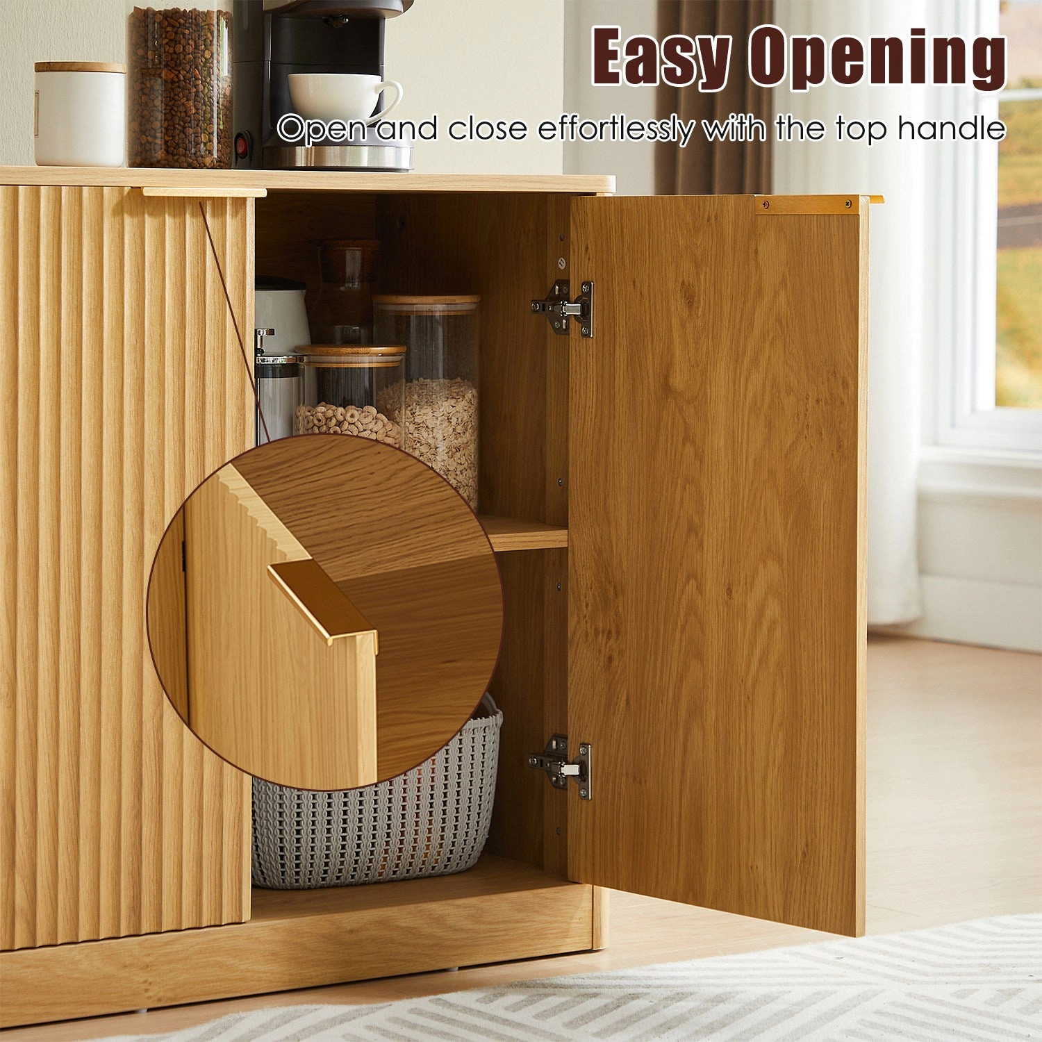 GBruno 59 In Fluted Sideboard Cabinet With 4 Doors