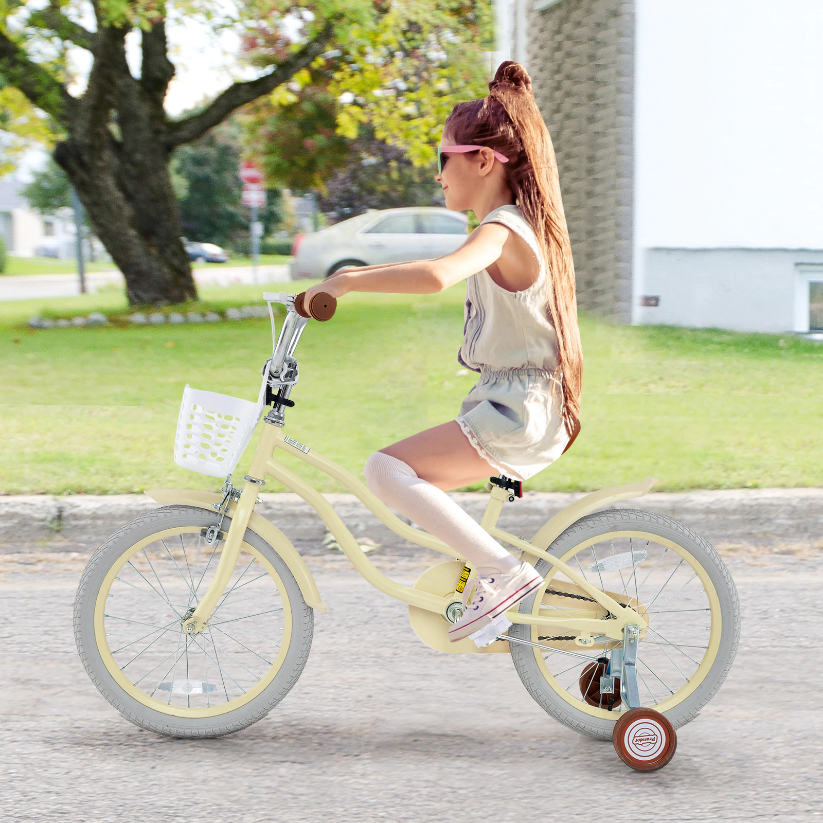 Hivvago 18 Inch Kids Bike Adjustable with Training Wheels Ages 3-8 Years Olds