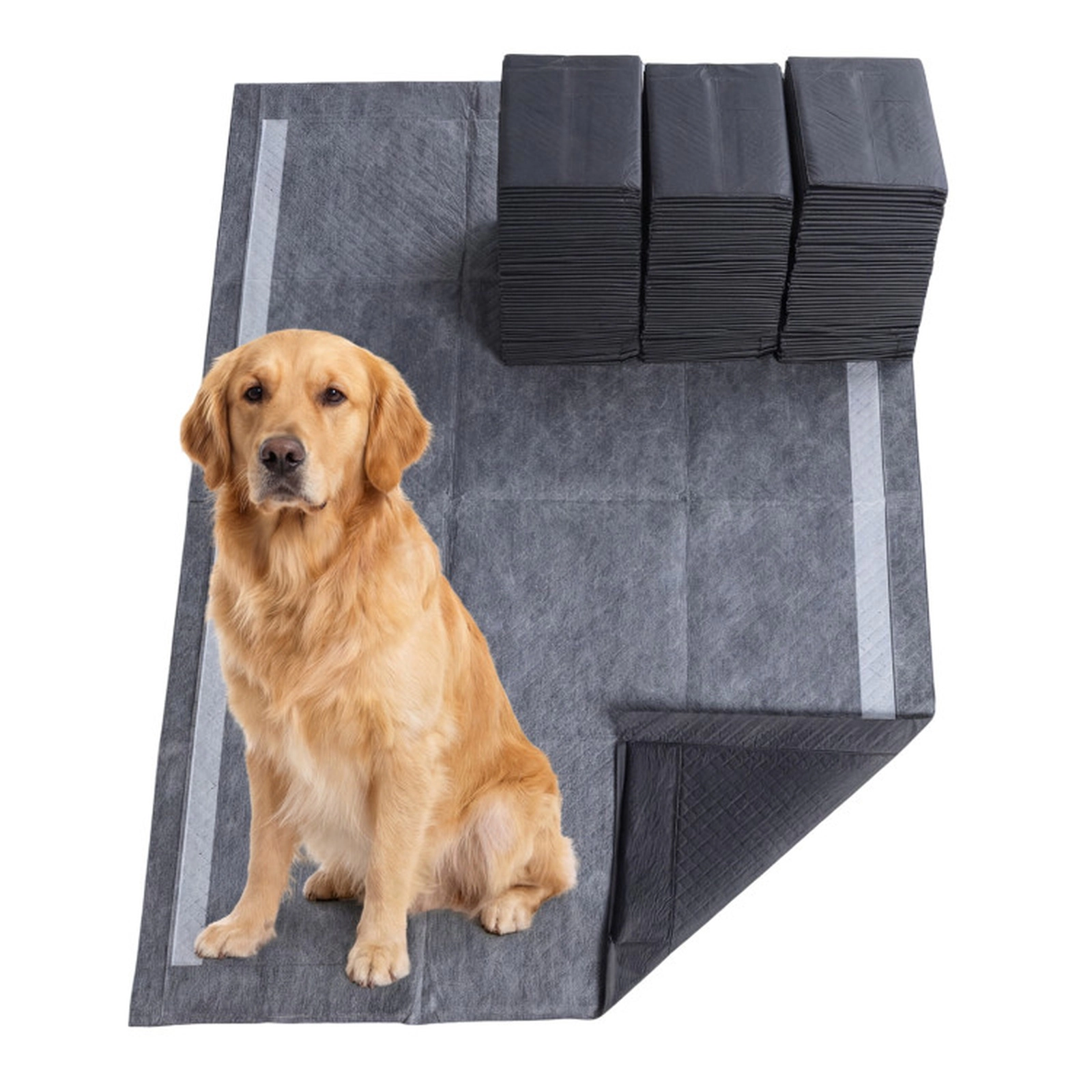 SUGIFT 6-Layer Charcoal Dog Pee Pads Pet Bed Protector 35.5 x 24 in for Dogs Black