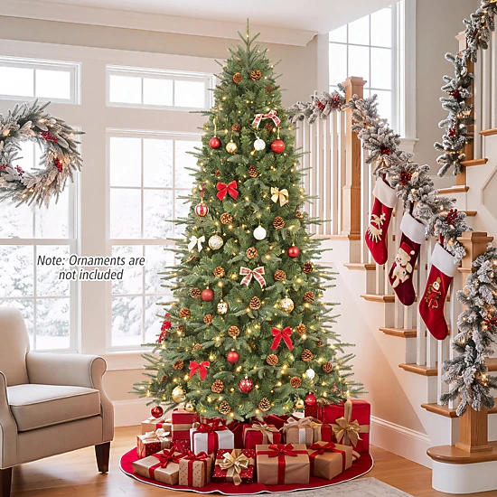 Costway 7Ft/7.5FT/8FT Pre-Lit Christmas Tree Hinged 460/540/600 Lights