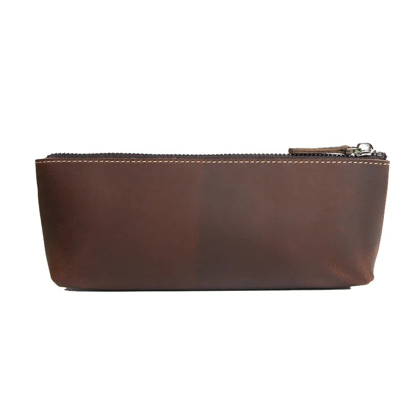 Steel Horse Leather Unisex The Pallavi | Handmade Leather Pencil Case - Leather Makeup Bag