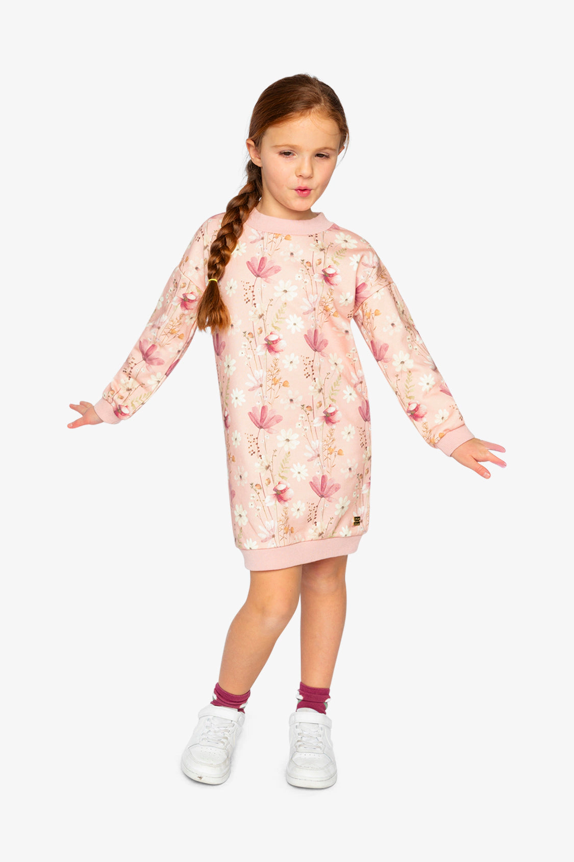 Deux par Girls French Terry Dress with Printed Flowers