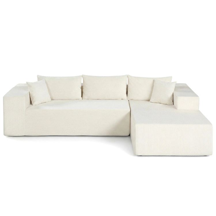 Hivvago Modular Sectional Sofa Corduroy Upholstered L-Shaped Couch With Deep Seats