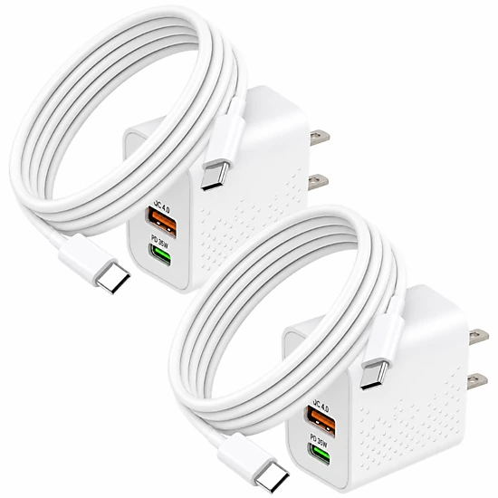 Qixxronics USB C Fast Charger 35W, 6ft TypeC Cable for iPhone 16/17/15, Google Pixel, Motorola, Samsung Galaxy [2PCS]
