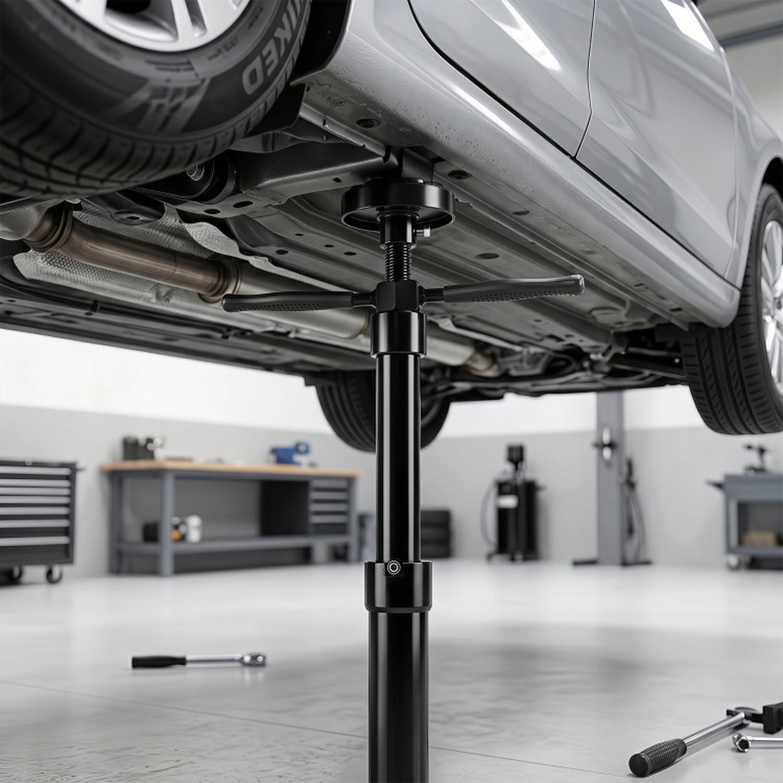 SUGIFT 1654-lb Capacity Underhoist Support Stand with 38.5-in to 75.5-in Self-Locking Height Adjustment