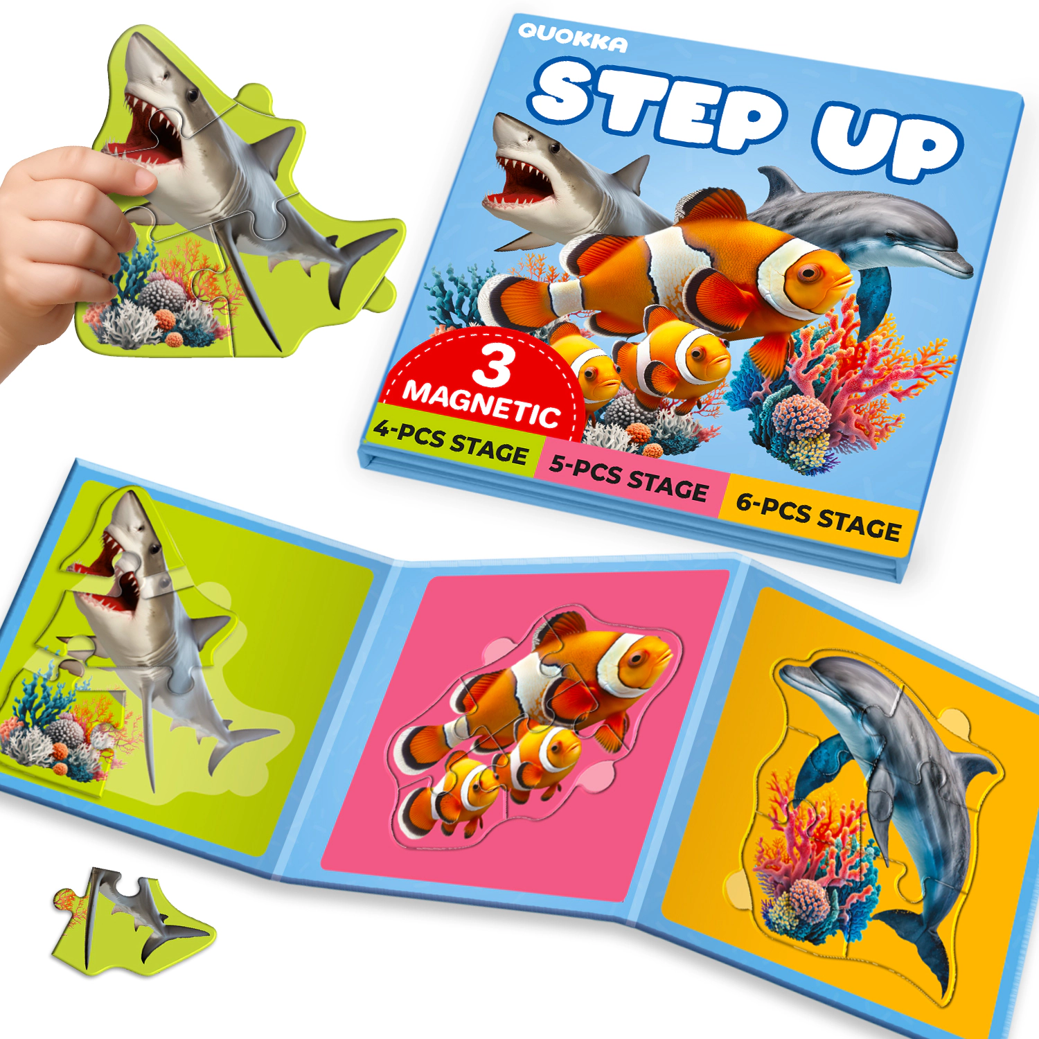 QUOKKA Magnetic Puzzle Book Set for Kids Ages 3+, Ocean, Safari and Wild Animal Themes