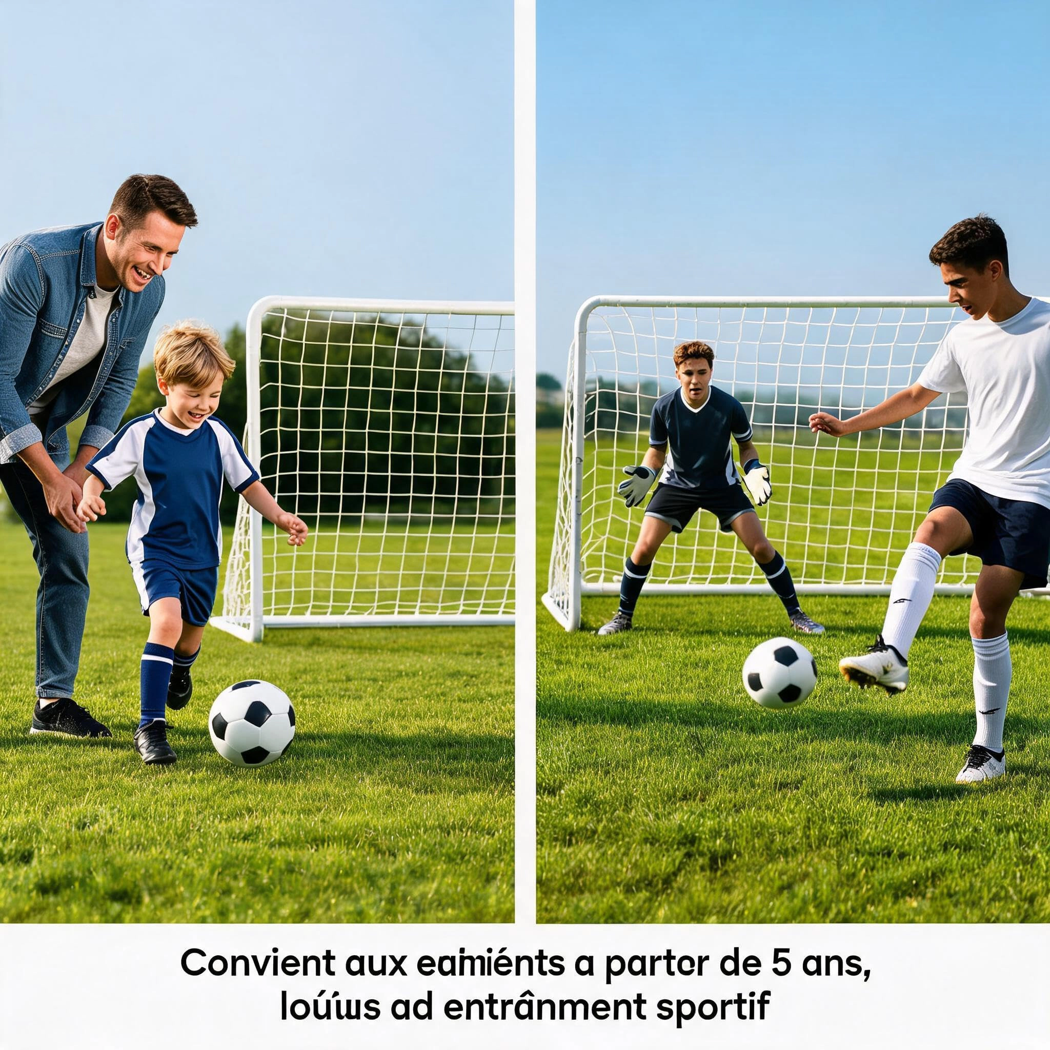 6x4 FT Kids Soccer Goal Set 2 Pack with Portable Training Net, Foldable Backyard Soccer Goal with Ball & Storage Bag