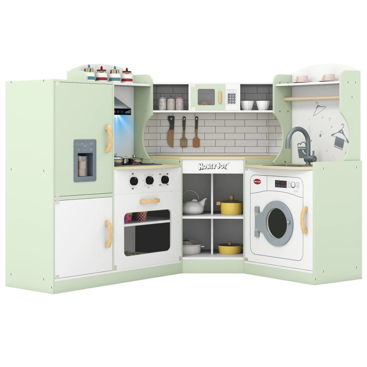 Hivvago Corner Kids Play Kitchen with Washing Machine and Ice Maker Gift for Boys Girls