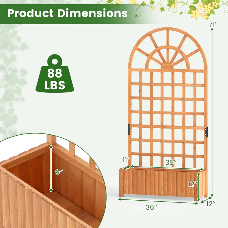 Hivvago Outdoor Raised Planter with Trellis & Privacy Screen