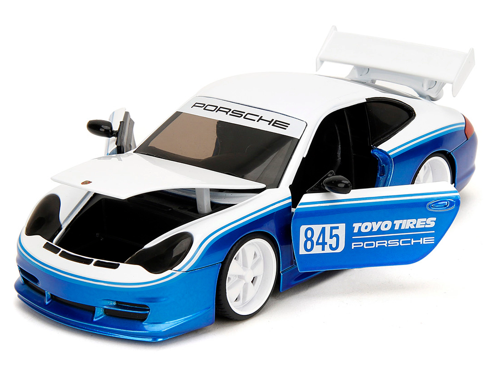 Jada Porsche 911 GT3 RS (996) #845 White and Blue Metallic "Toyo Tires" "Hyper-Spec" Series 1/24 Diecast Model