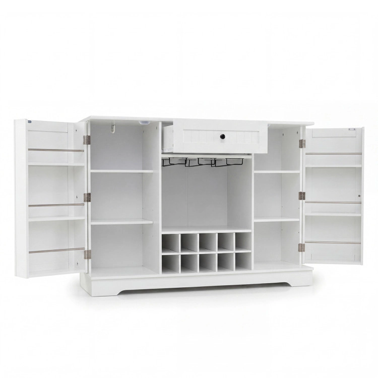 Hivvago 47.2 Inch Sideboard Cabinet With Door Shelves And 10-Bottle Wine Rack