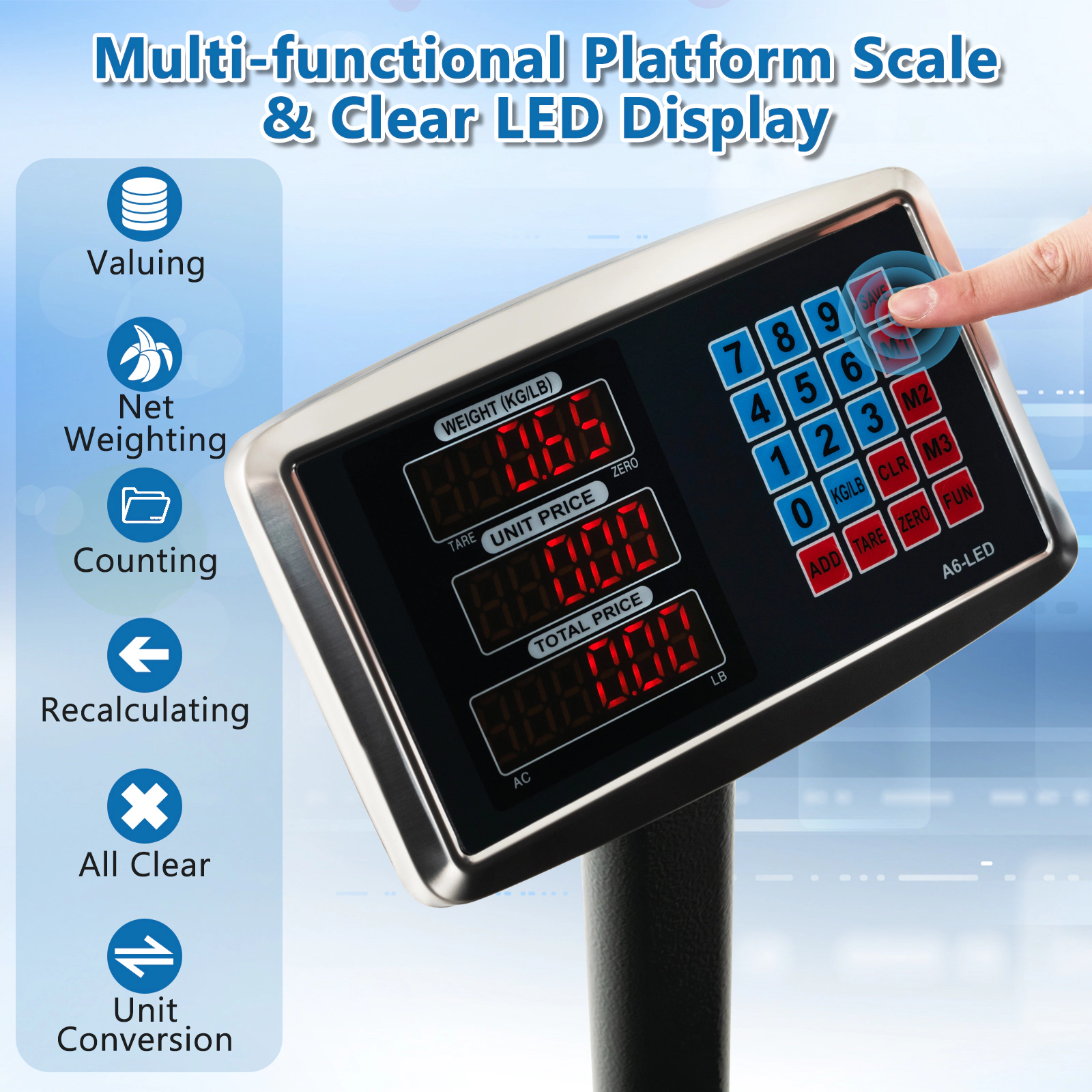 SUGIFT Silver 660-lb Digital Shipping Platform Postal Package Scale with Price Calculator and Folding Base