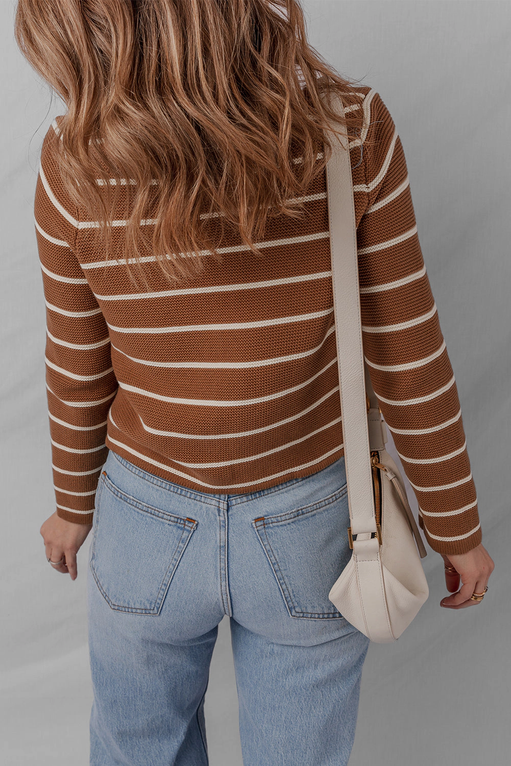 Threaded Pear Women's Lilly Striped Knit Cardigan Sweater