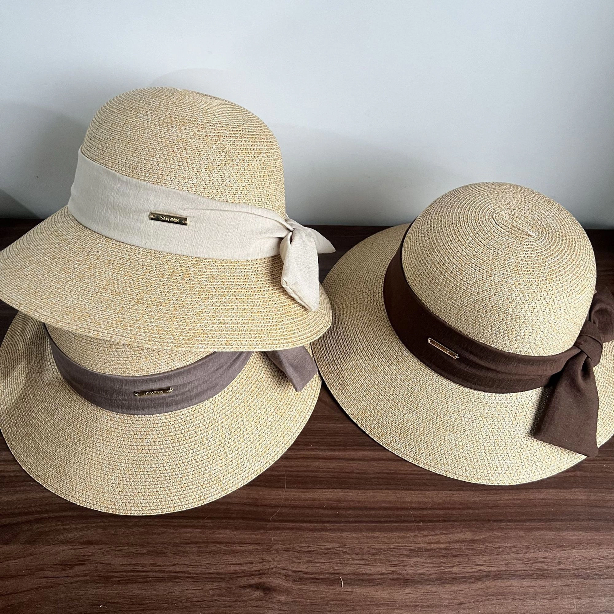 Anna-Kaci Womens Straw Sun Hat with Fabric Bow Detail Lightweight Summer