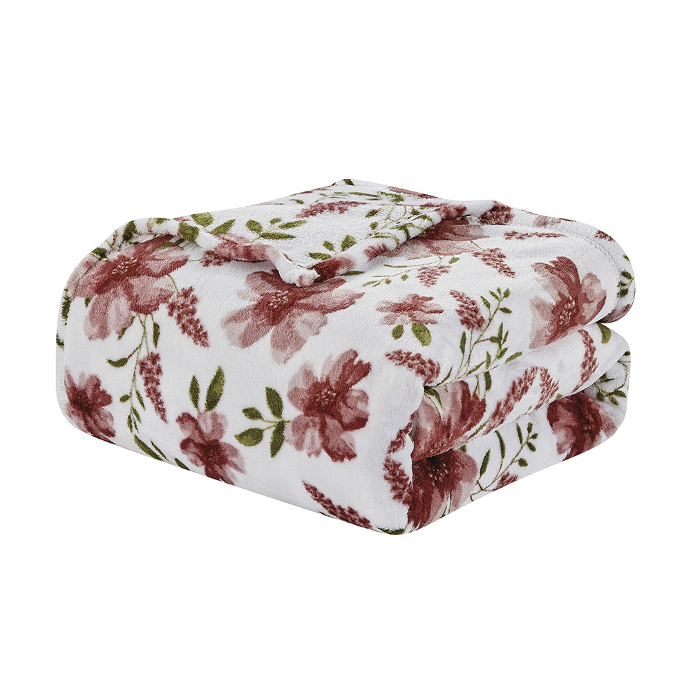 Plazatex Luxurious Ultra Soft Lightweight Rayla Printed Bed Blanket Floral 90" x 90"