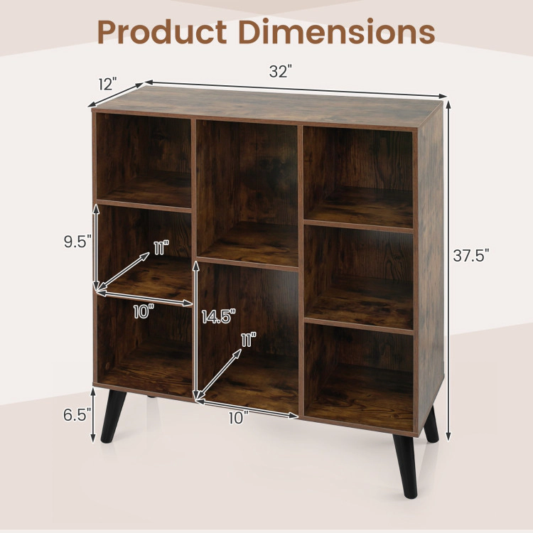 Hivvago 8-Cube Bookcase with Raised Support Legs for Living Room