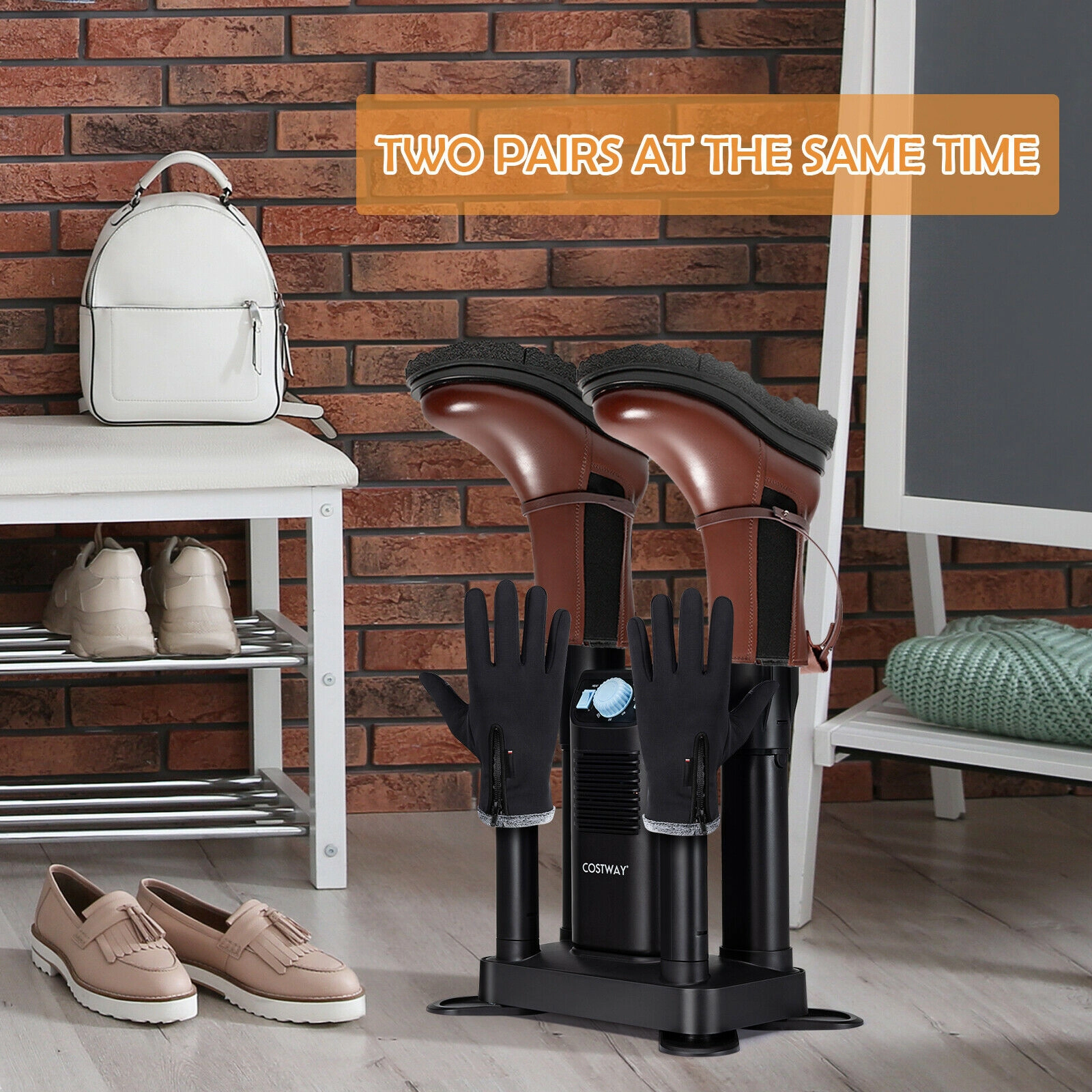 LJG Electric Shoe Boot Dryer 4 Shoes with 180 Mins Timer Ozone Disinfection