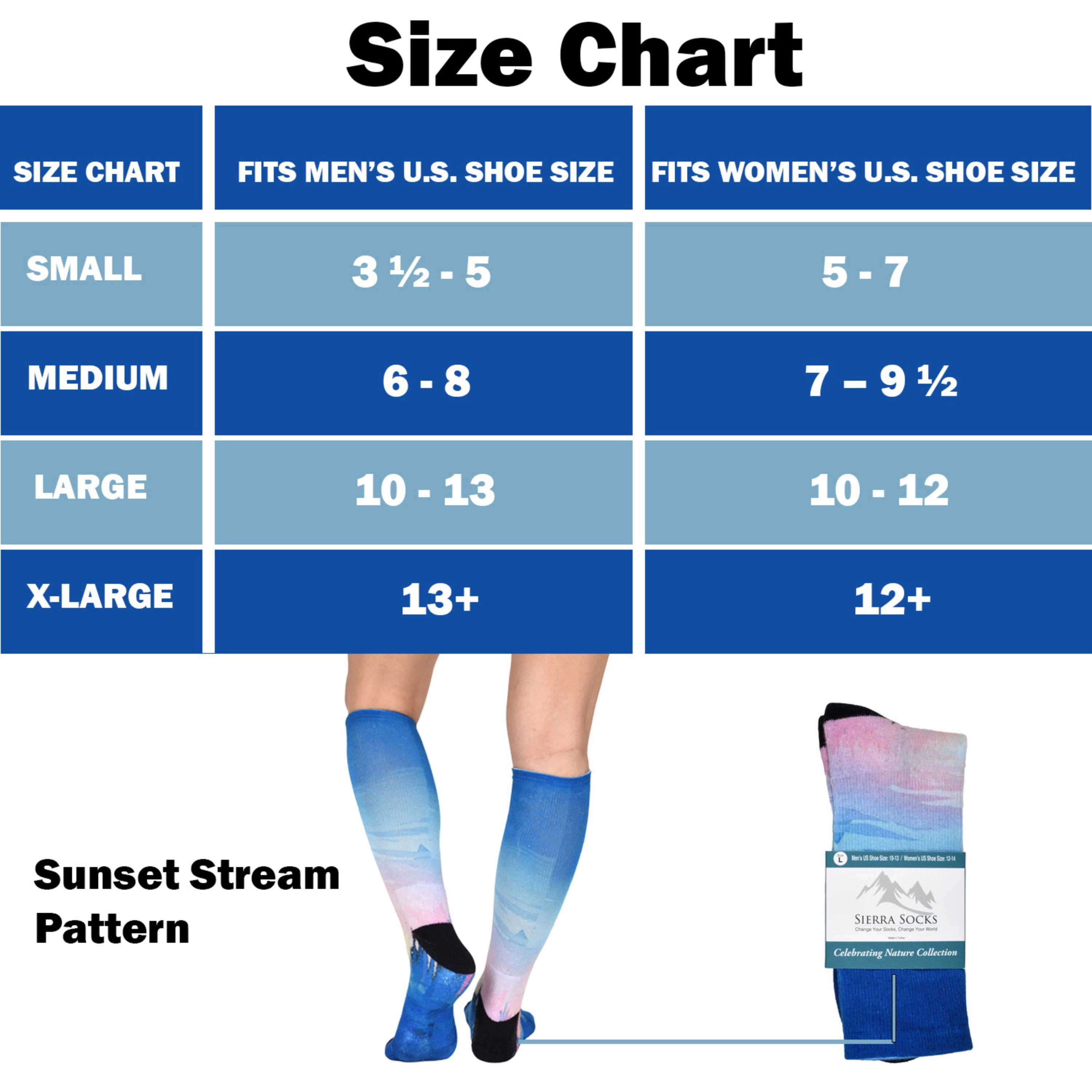 Wear Sierra Women's Knee-High Sunset Stream Design Pair Pack Socks
