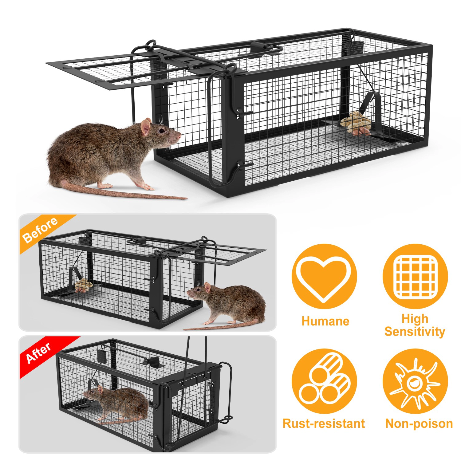 GBruno 2-Pack Humane Rodent Trap Cage
