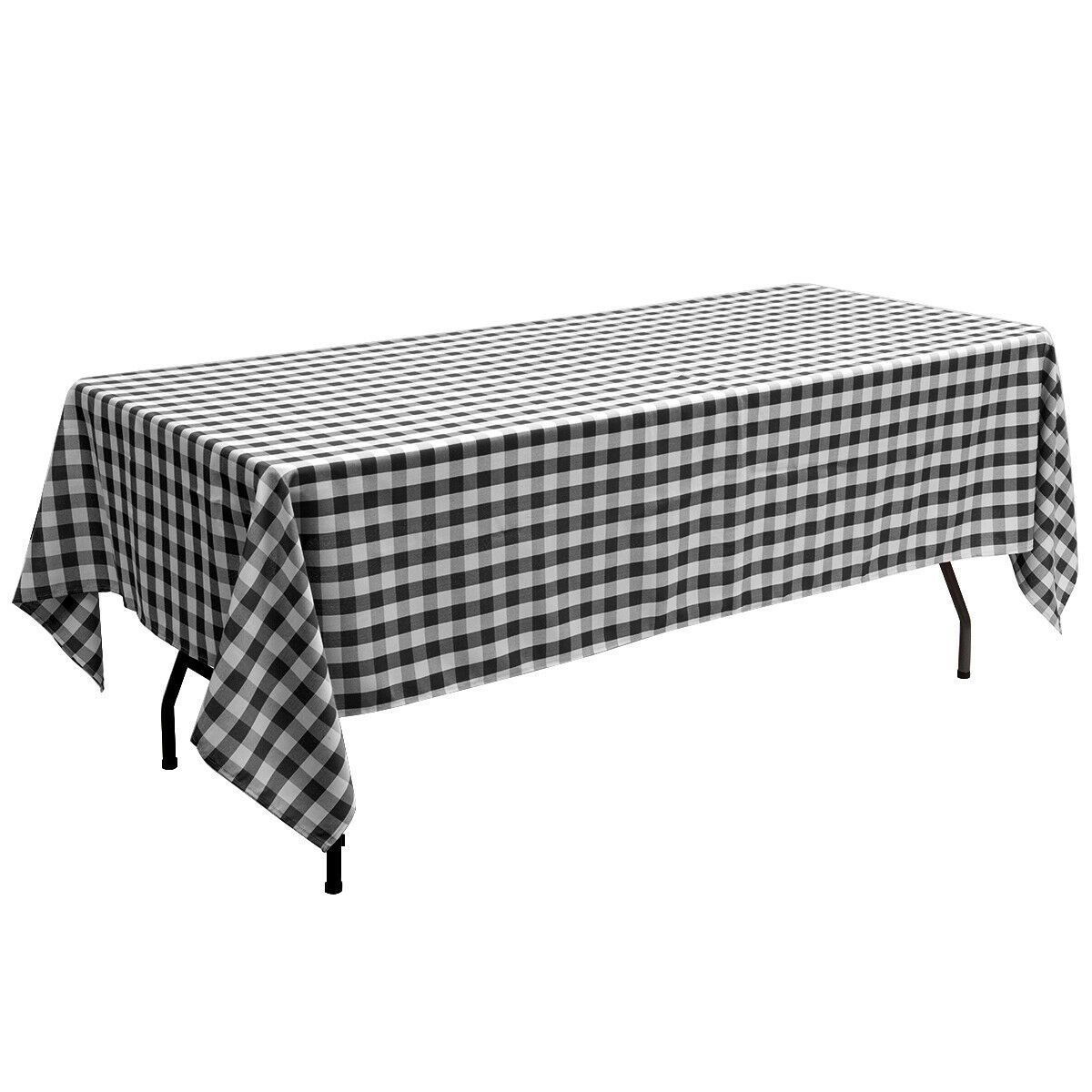 SlickBlue Black Polyester Tablecloth, Machine Washable Table Cover, Easy Care Dining Table Protector