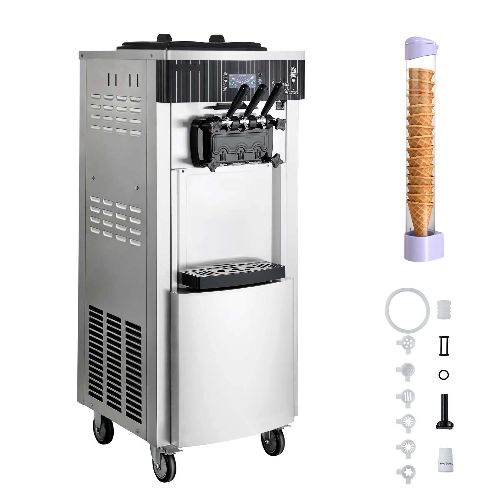 HONGGE Commercial Ice Cream Machine 20-28L/H Yield, 2200W