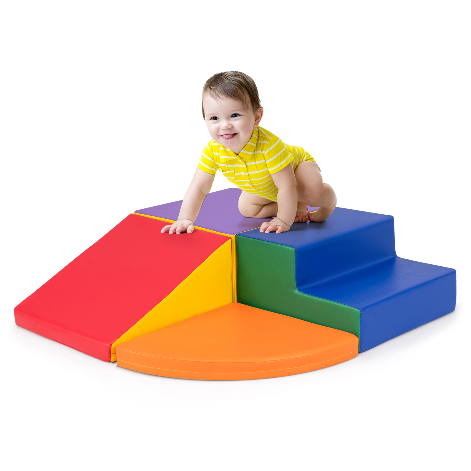 SUGIFT 4-Piece Climb and Crawl Foam Block Play Set for Infant Baby Red
