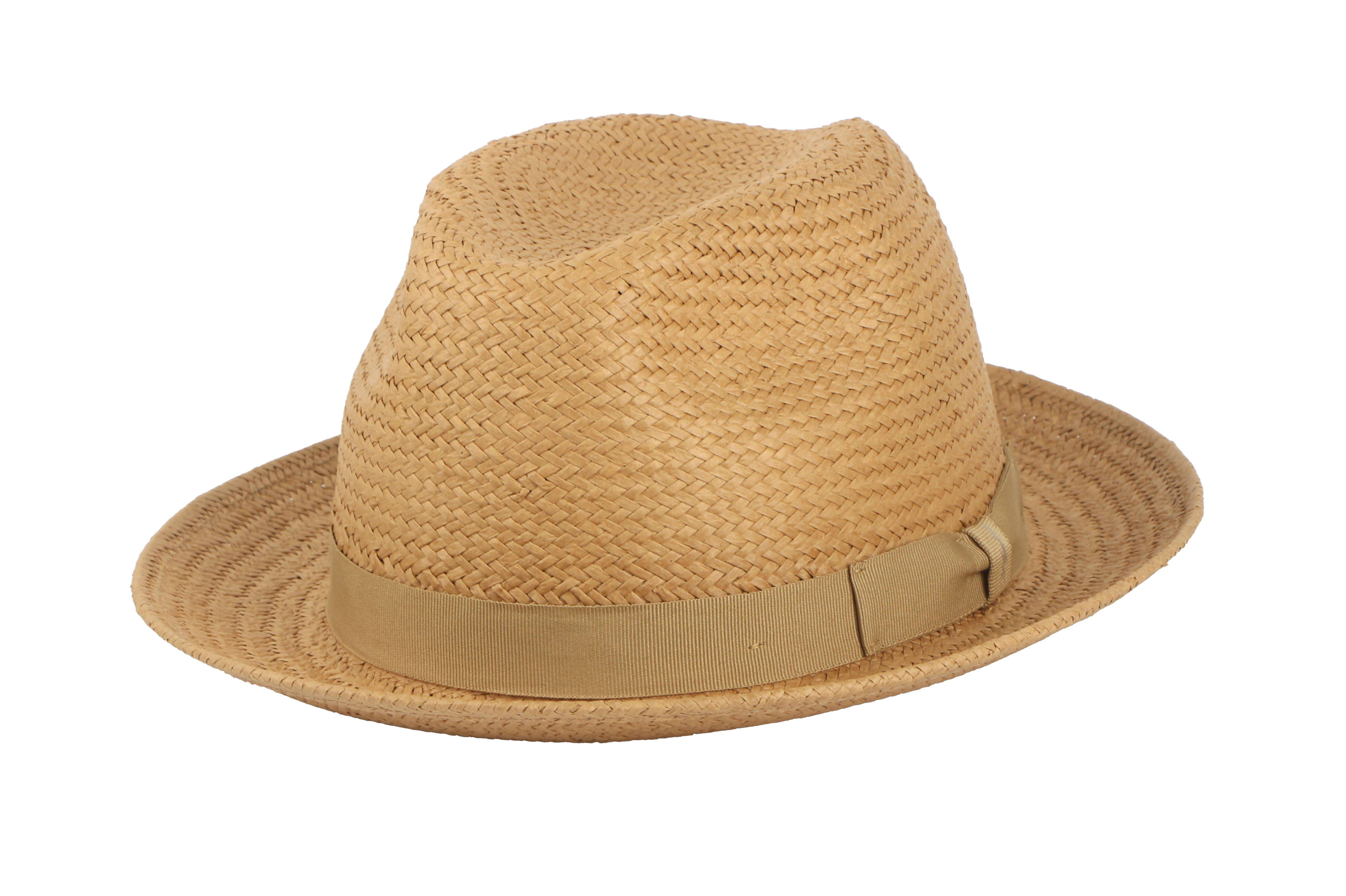 Wigens Men's Classic Straw Fedora with Grosgrain Hatband