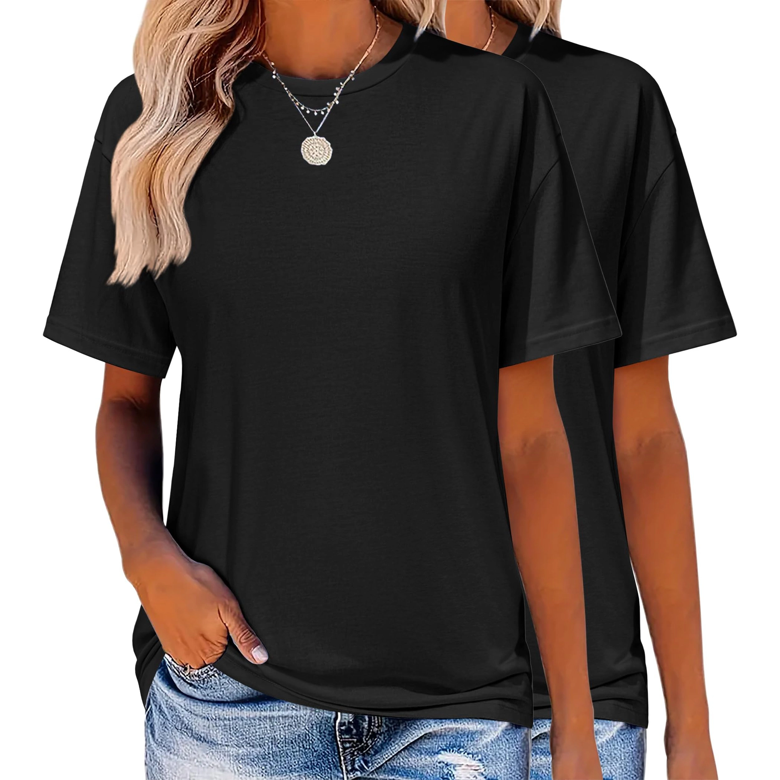 Zeagoo Women Crew Neck Short Sleeve T Shirt