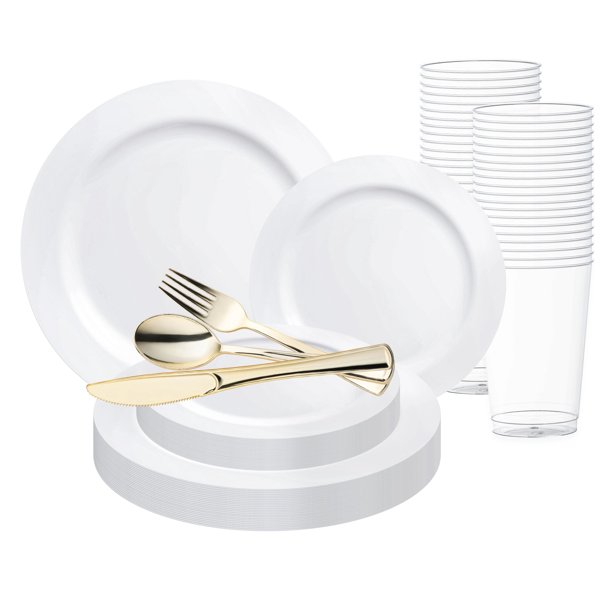 Smarty Had A Party Solid White Economy Round Disposable Plastic Wedding Value Set