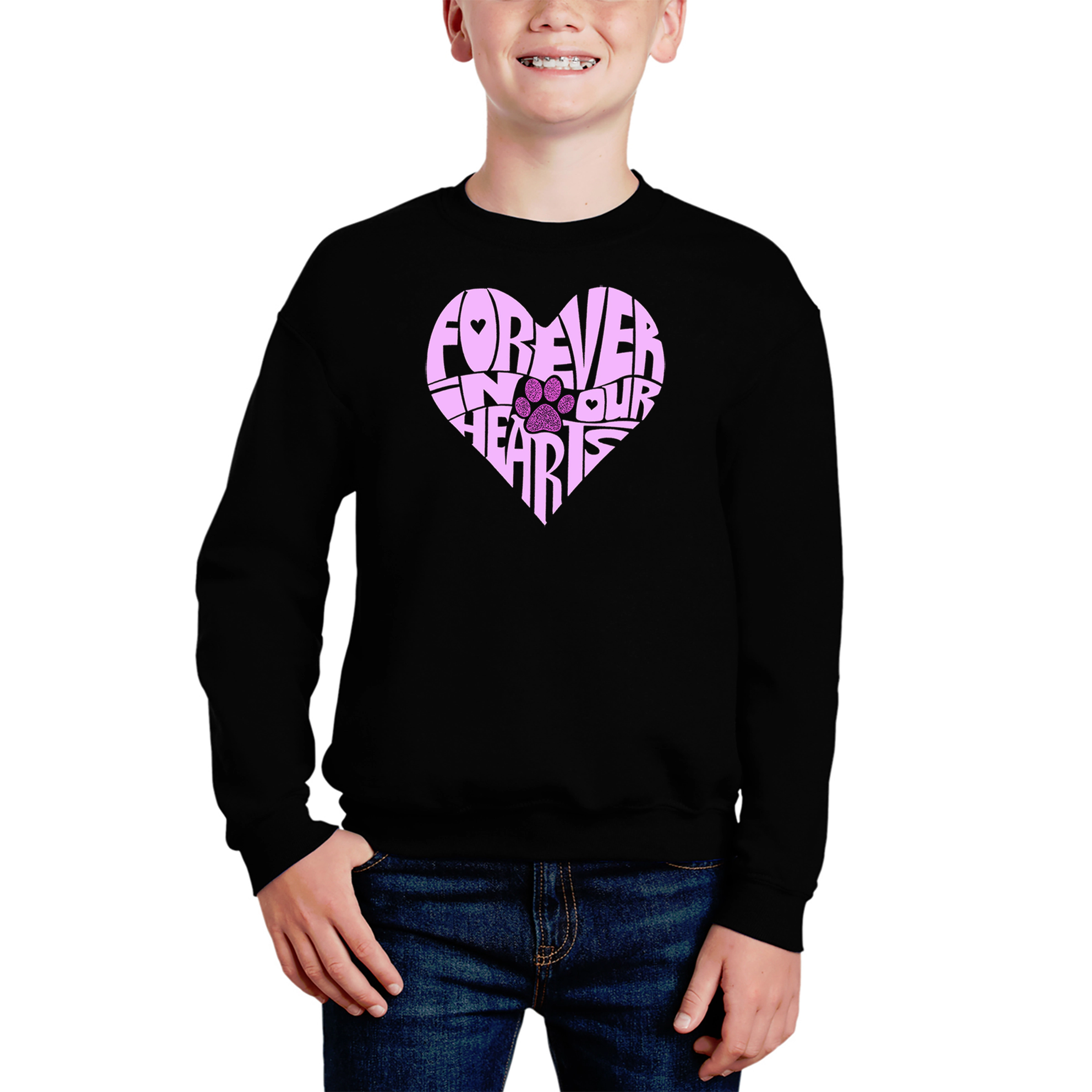 LA Pop Art Boy's Word Sweatshirt - Forever Our Hearts