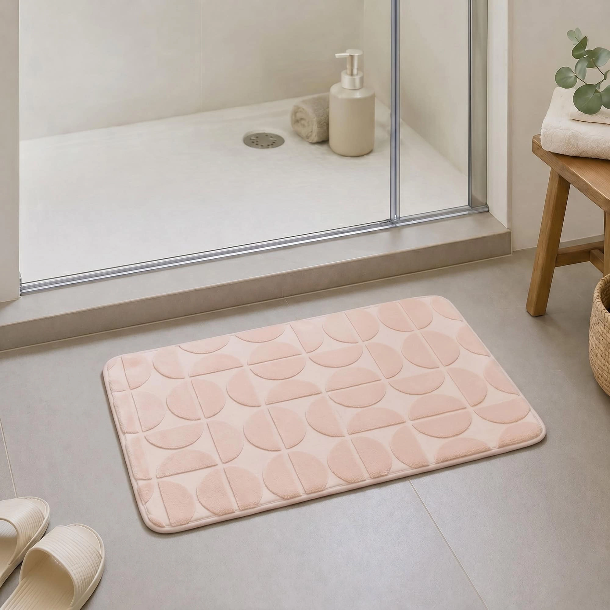 Evideco French Home Goods Memory Foam Bath Mat 19.7 x 31.5 in, Quick-Dry Microfiber, Slip-Resistant