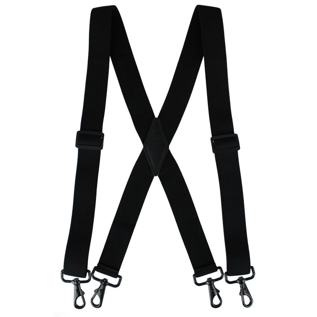 CTM Men's Elastic X-Back Black Swivel Hook Suspenders