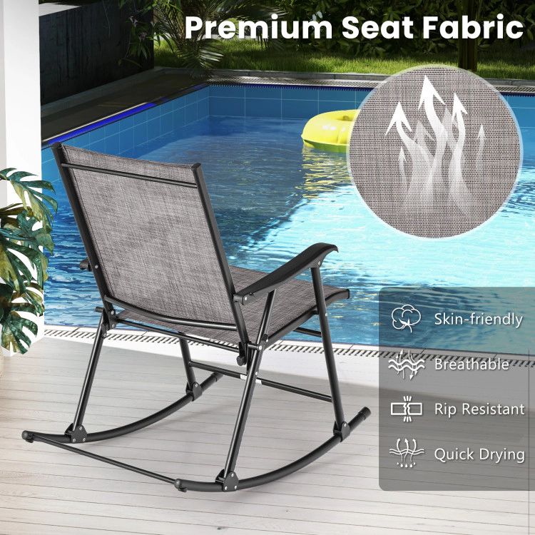 Hivvago Set Of 2 Folding Rocking Chair With Breathable Seat Fabric