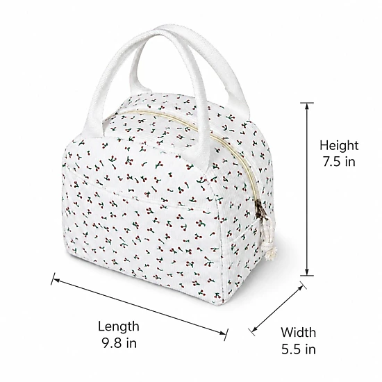 Alilang Women's Printed Insulated Lunch Tote Bag with Double Handles and Zip Closure, Orange Bee
