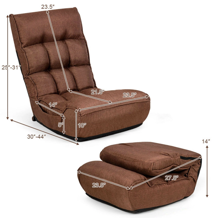 Hivvago 4-Position Adjustable Floor Chair Folding Lazy Sofa With Side Pocket