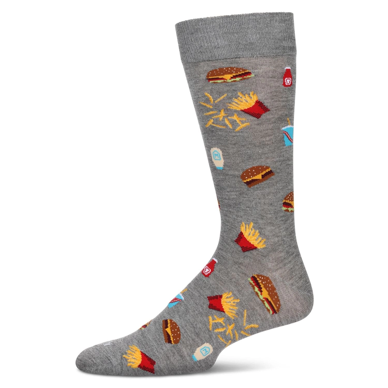 MeMoi Men's Burgers & Fries Rayon From Bamboo Crew Socks
