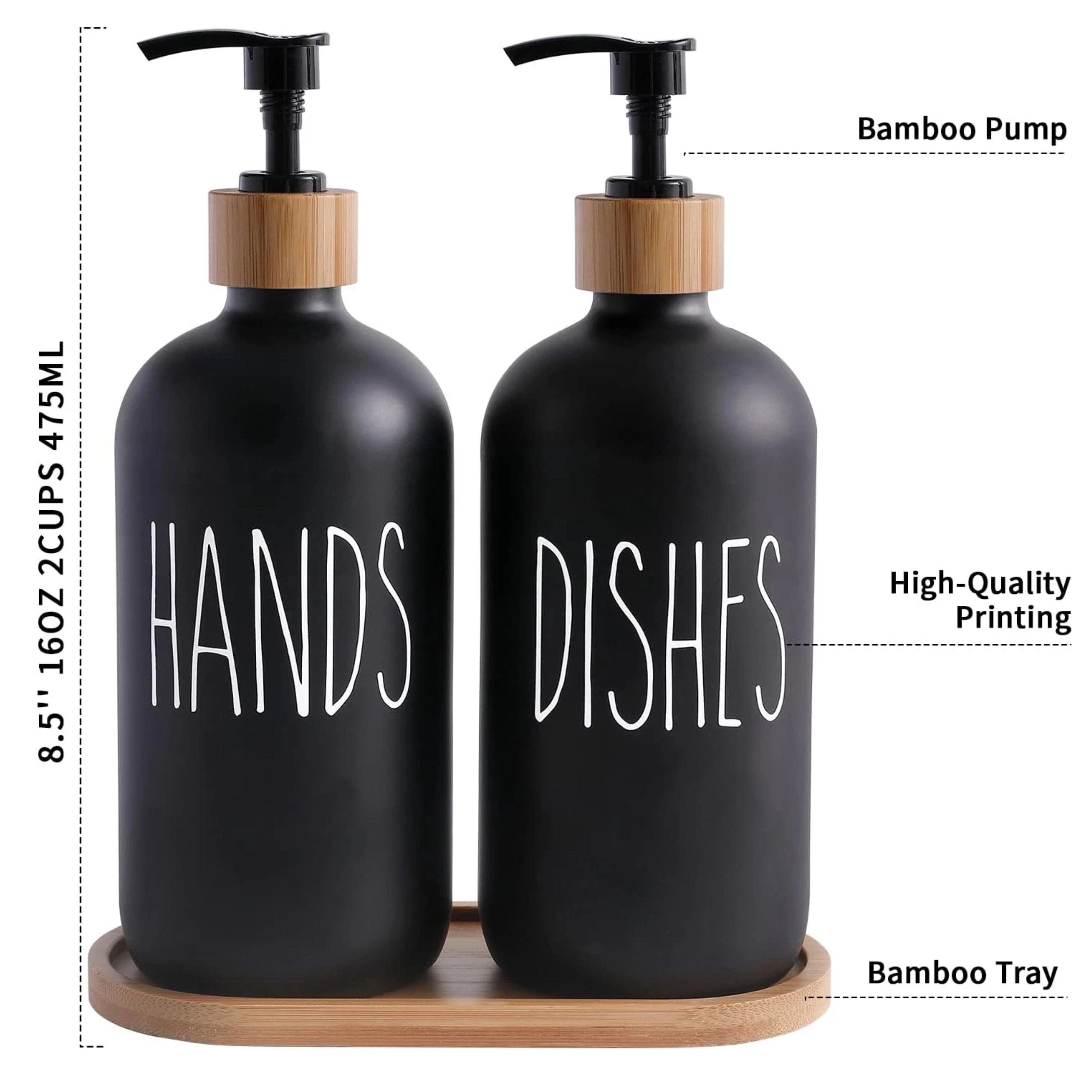 Kitcheniva Glass Soap Dispenser Set With Bamboo Tray