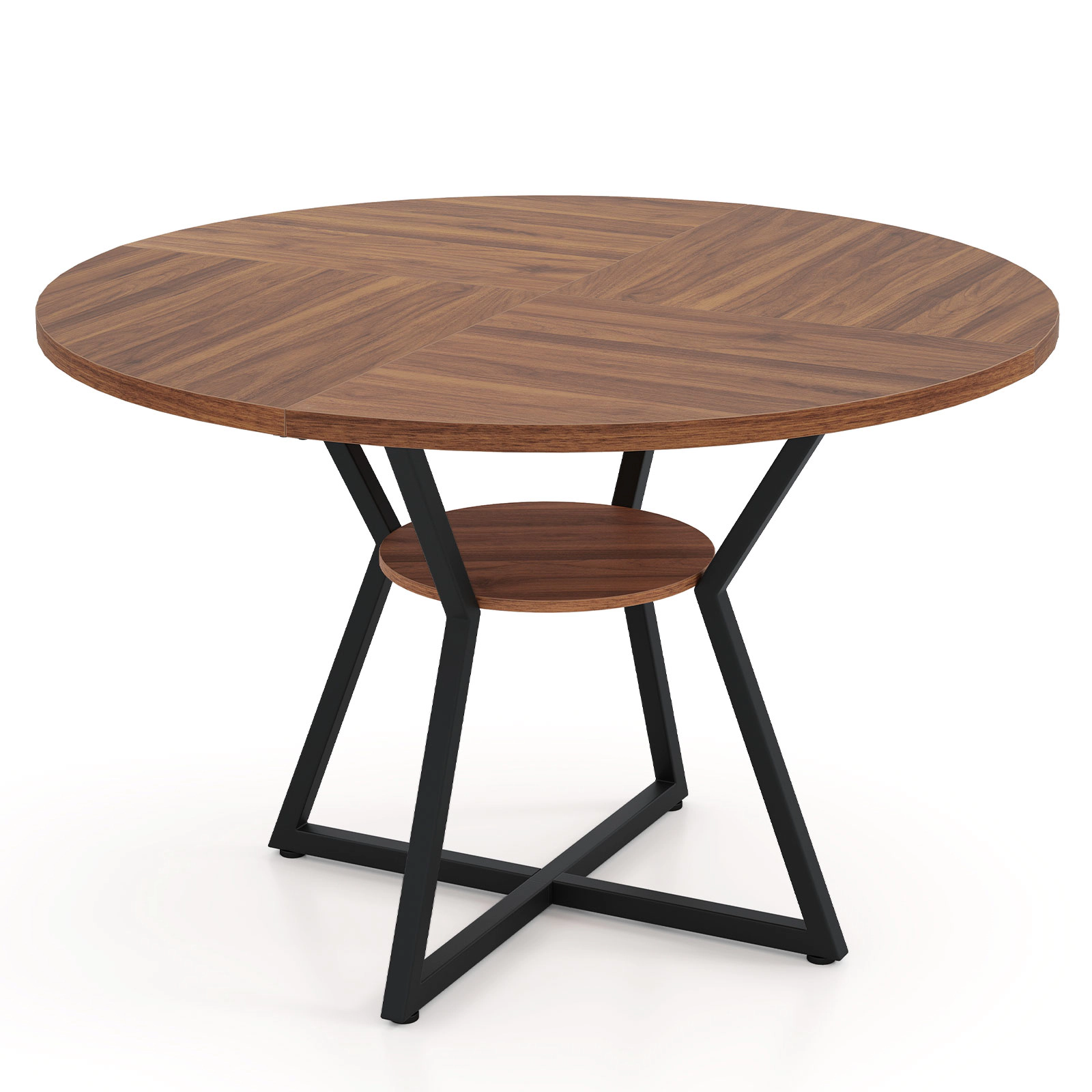LJG 47" Round Dining Table for 4 with Storage Shelf