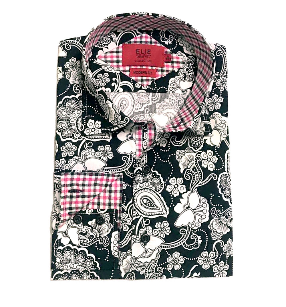 Elie Balleh Boys Slim Fit Paisley Dress Shirt