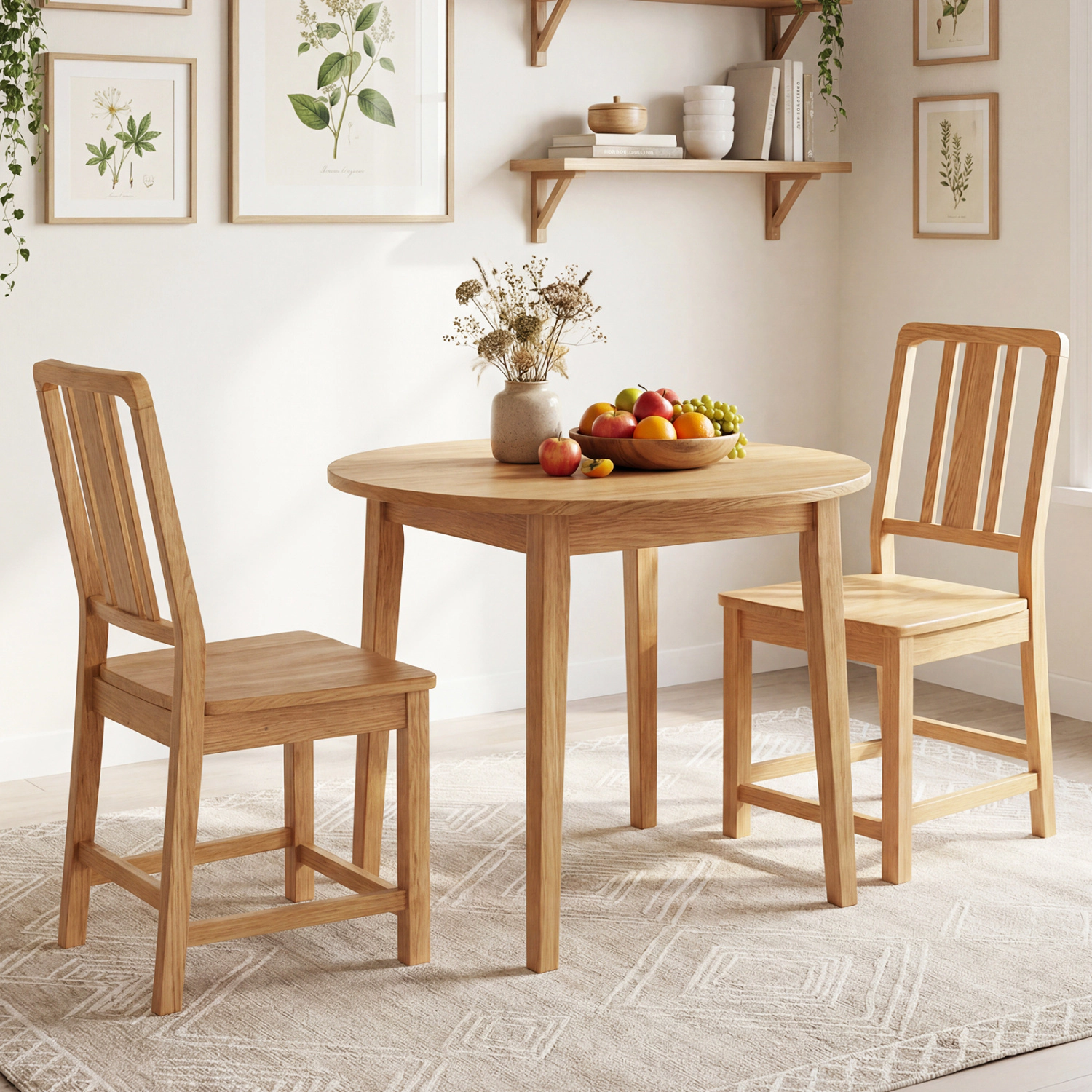 LJG Rubber Wood Dining Chairs Set of with Hollowed Backrest