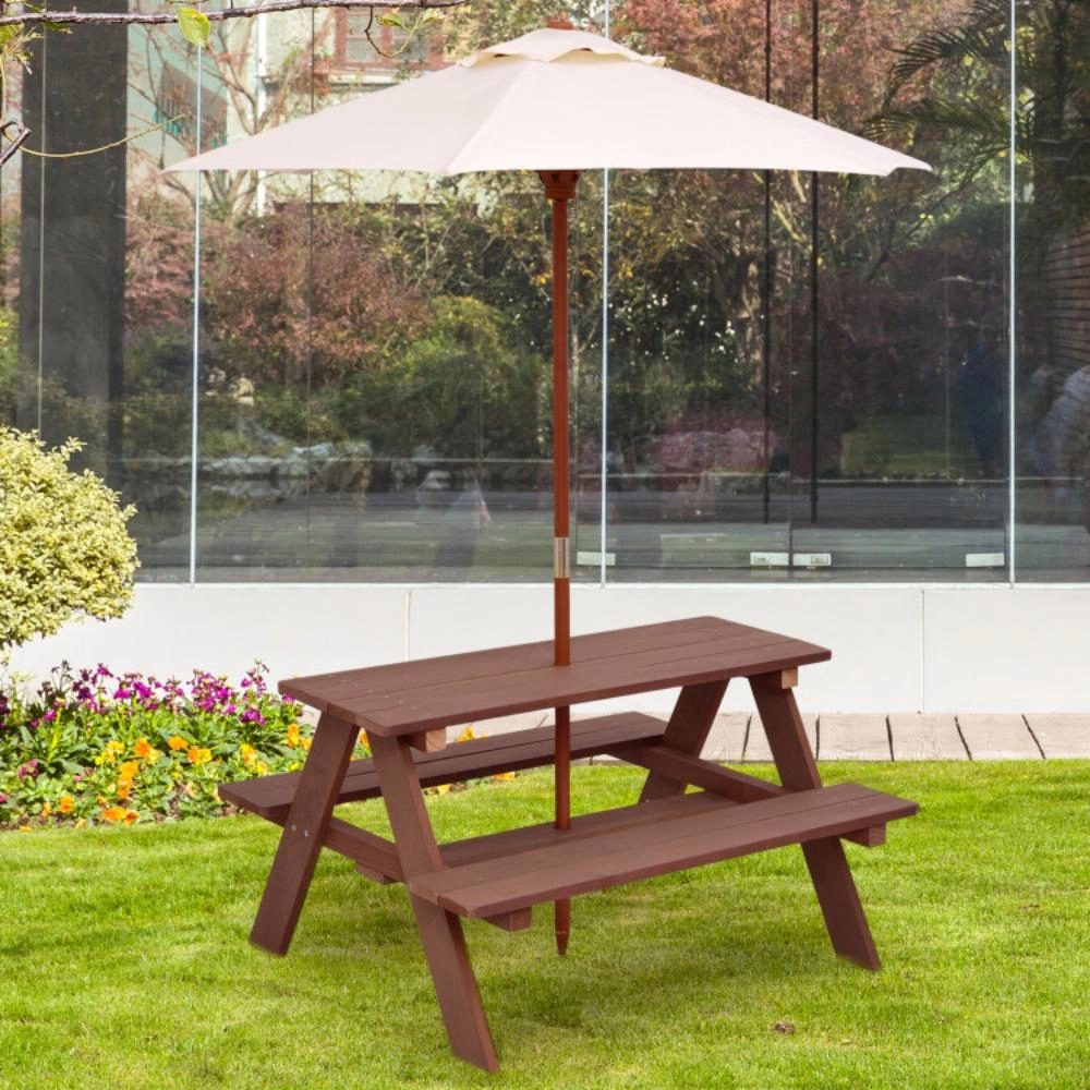 Hivvago 4 Seat Kids Picnic Table With Umbrella