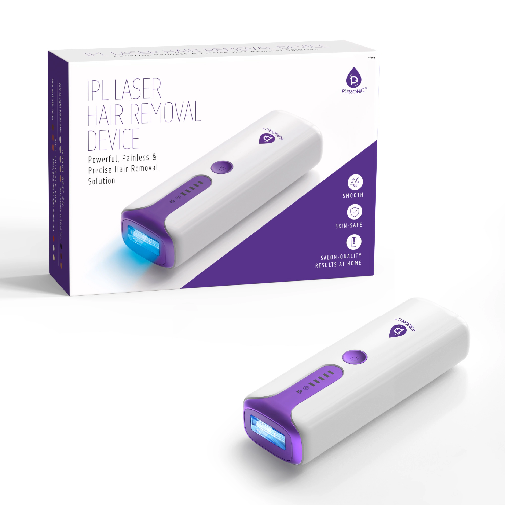 Pursonic Women's IPL Laser Hair Removal & Painless Shaver Duo: At-Home Smooth Skin Treatment System