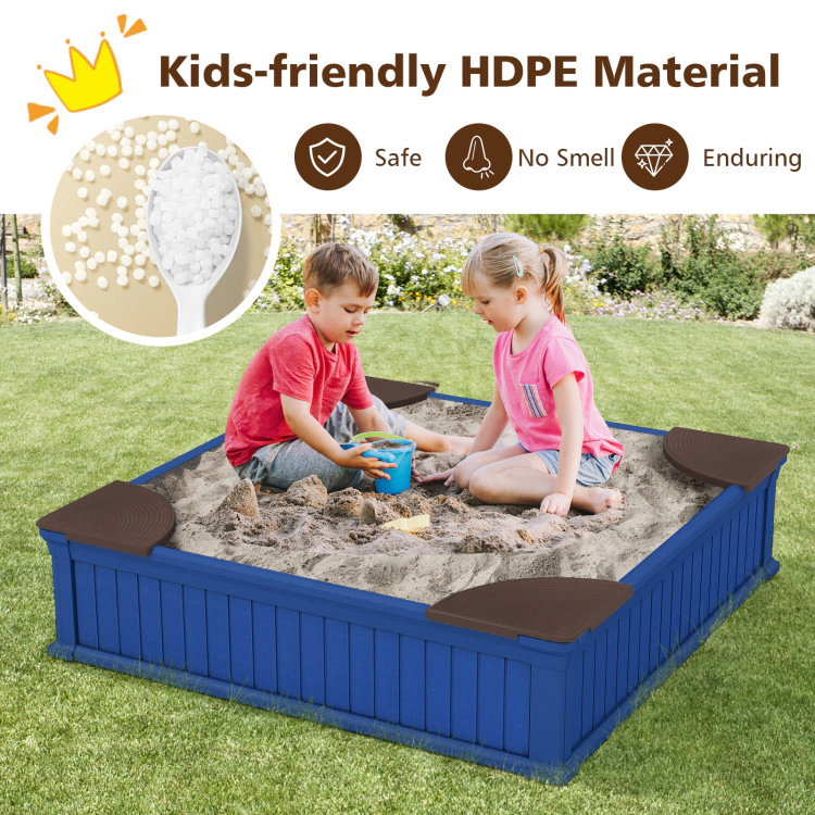 Hivvago Kids Outdoor Sandbox with Oxford Cover and 4 Corner Seats
