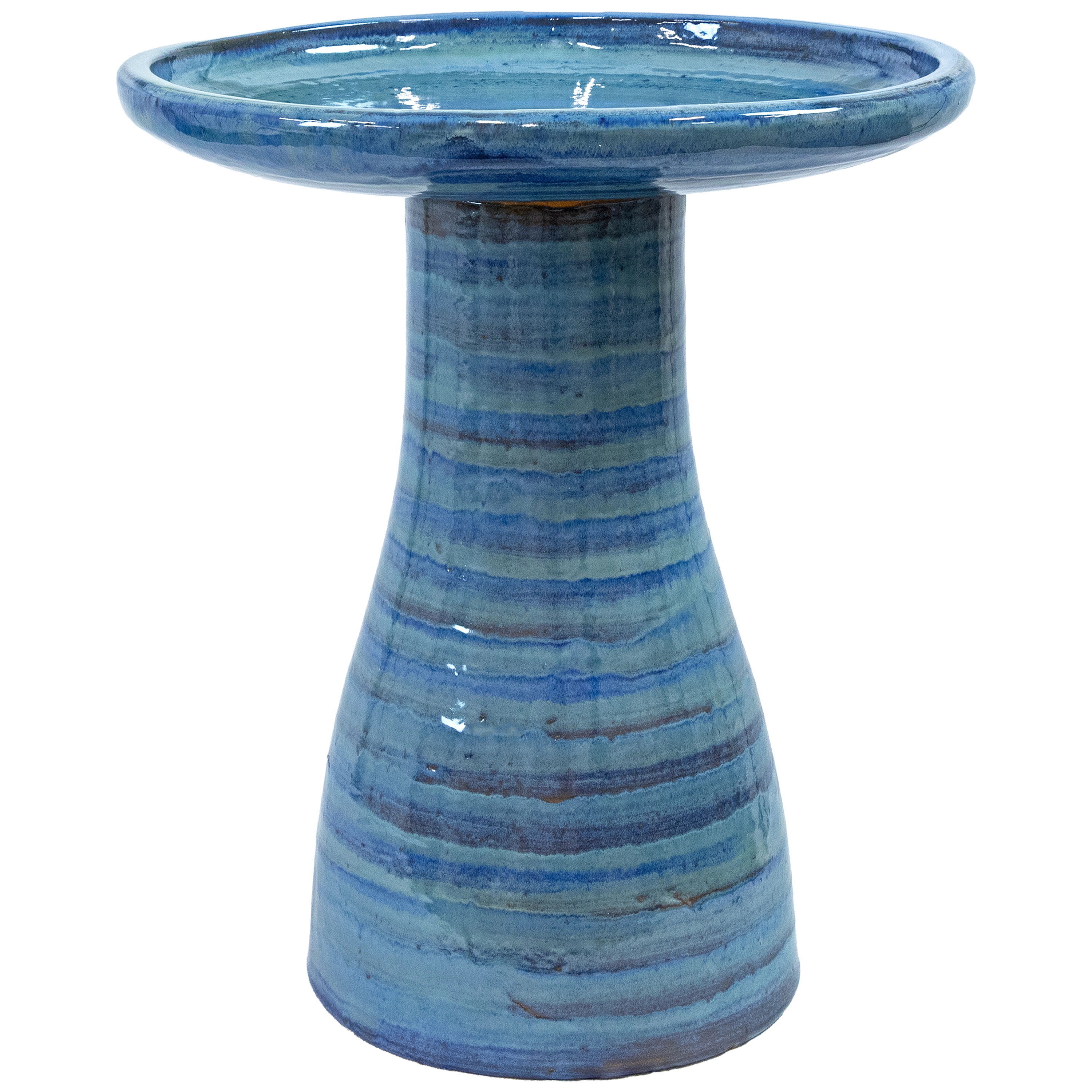 Sunnydaze Ceramic Bird Bath, Weather-Resistant Finish, 21” H, Cloud Swirl