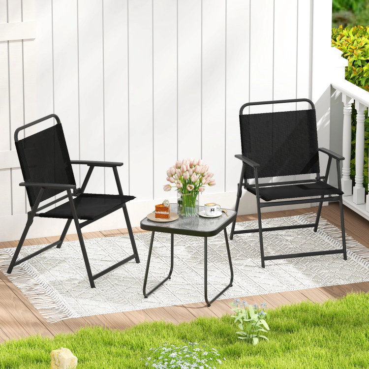 Hivvago 3 Pieces Patio Folding Conversation Chairs And Table