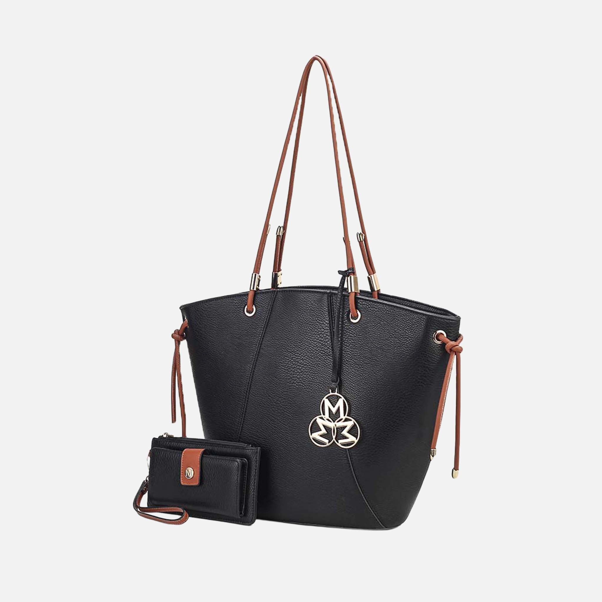 MKF Collection by Mia K Liv Tote and Wallet Set - Vegan Leather Handbag with Gold-Tone Hardware