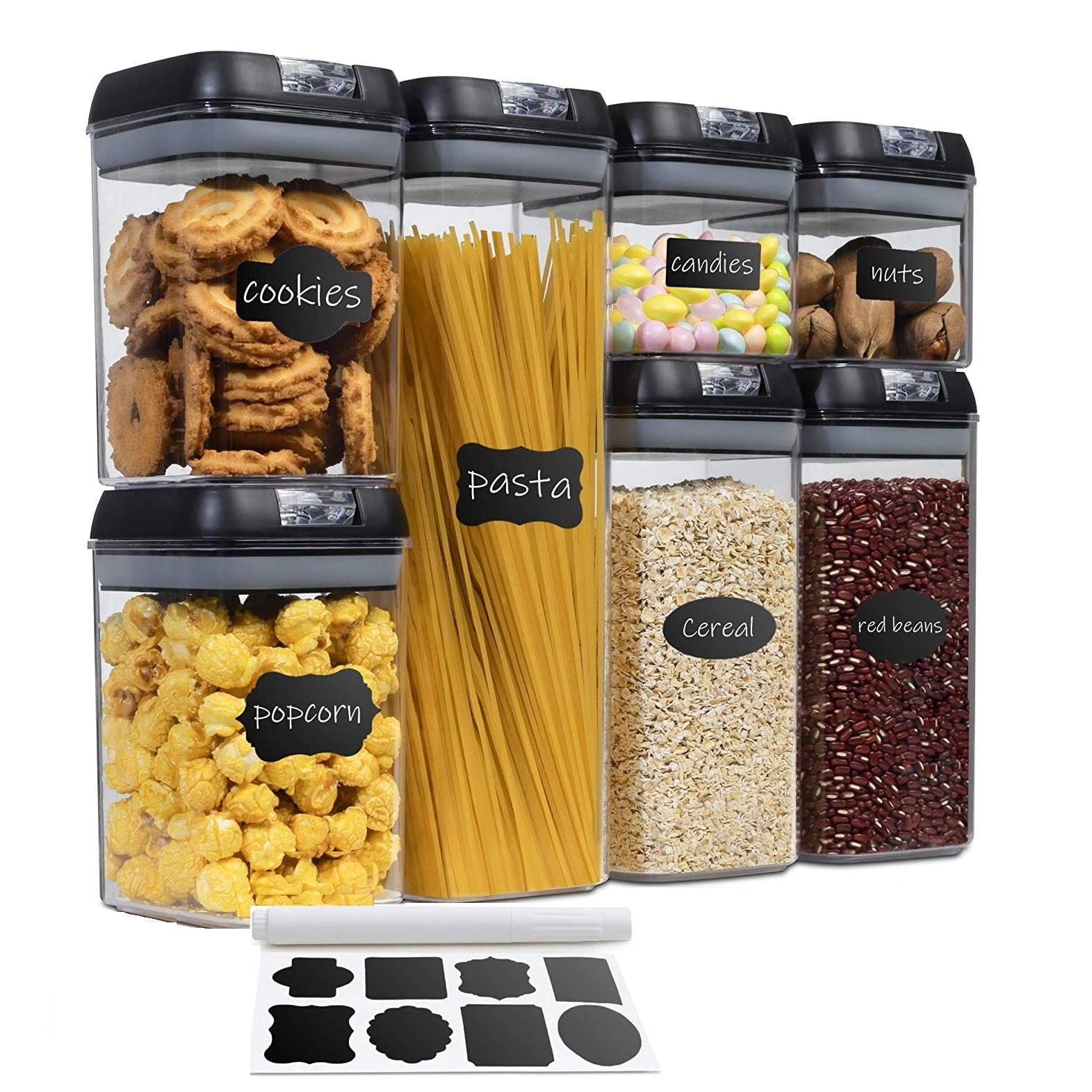 Cheer Collection Set of 7 Airtight Food Storage Containers plus Dry Erase