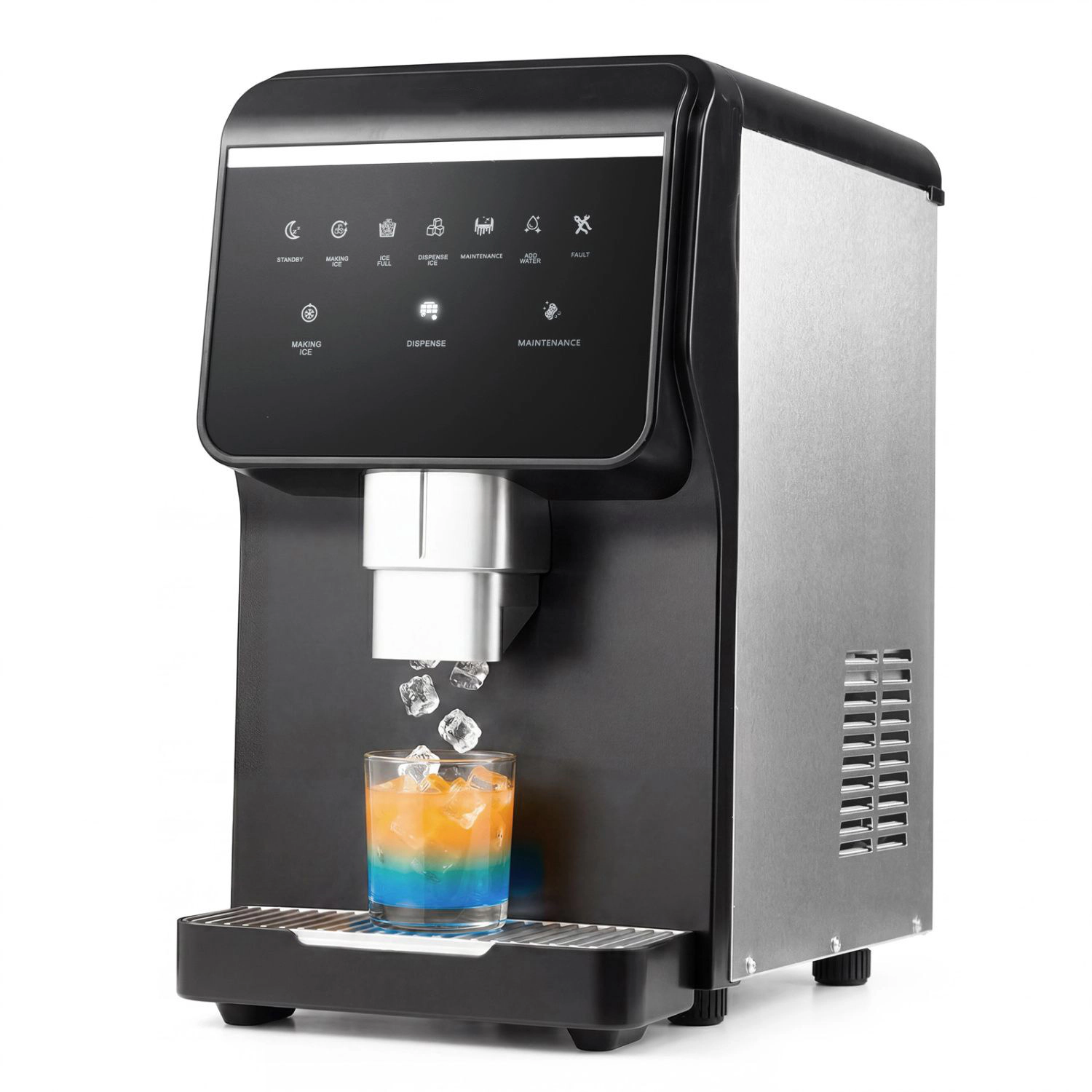 SlickBlue Black Silver Pellet Ice Maker, 80 Lbs Daily
