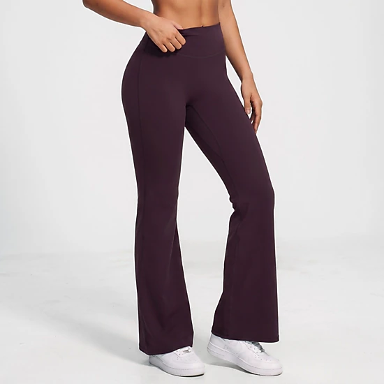Anna-Kaci Women's High-Waist Flare Yoga Pants with Contour Seams Full-Length Fitted Workout Leggings for Gym